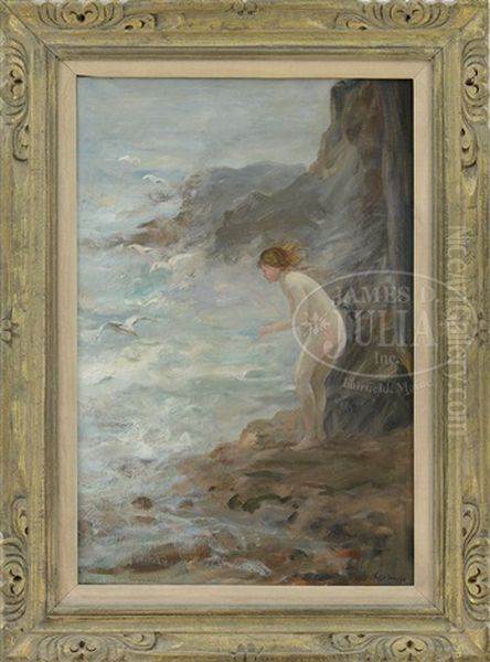 Nude Girl On Rocky Coast - view 1