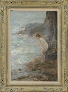 Nude Girl On Rocky Coast
