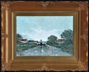 Dutch Village - A Shepherd Driving His Flock Along A Country Road Dutch Village - A Shepherd Driving His Flock Along A Country Road