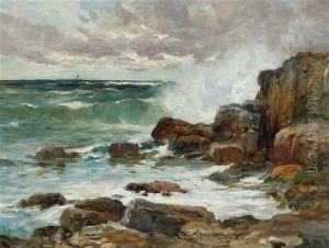 Breakers At Bass Rocks, Gloucester Mass. by Charles Paul Gruppe