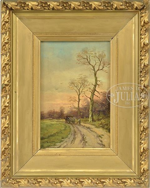 Man With Cart In Sunset Landscape - view 1