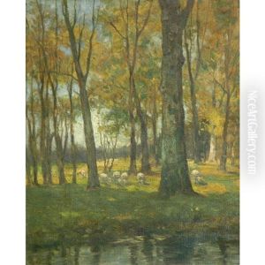 Sheep At The Edge Of The Wood by Charles Paul Gruppe