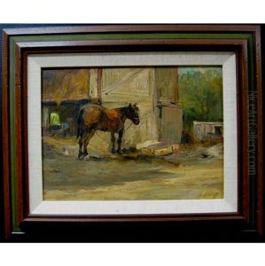 Stable With Horse And Farmer Stable With Horse And Farmer