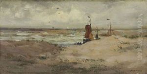 Beach Scene, Holland by Charles Paul Gruppe