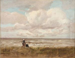 Figures On A Seashore by Charles Paul Gruppe