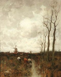 Dutch Landscape With Cattle Grazing by Charles Paul Gruppe