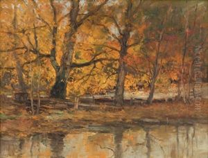 Trees By A River, Autumn Trees By A River, Autumn