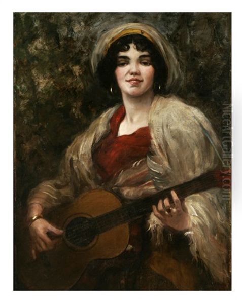 Gypsy Girl Playing Guitar - view 1