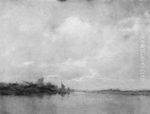 Cottages By The Water, Holland by Charles Paul Gruppe