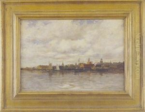 New England Harbour Scene by Charles Paul Gruppe