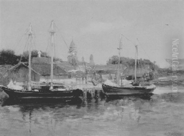 Schooners Moored In Gloucester Harbor - view 1