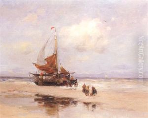 Dutch Fisherfolk On A Beach
