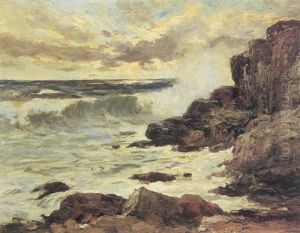 Crashing Surf Along A Rocky Coast by Charles Paul Gruppe