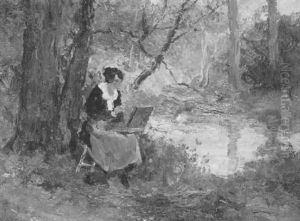 Sketching Along The Creek, Woodstock by Charles Paul Gruppe