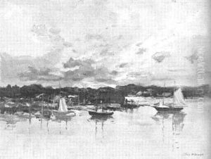 Sunset Over The Harbor by Charles Paul Gruppe