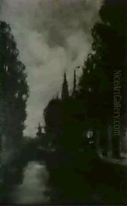 View Along A Dutch Canal by Charles Paul Gruppe