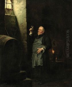 Bruder Kellermeister Bei Der Weinprobe by Eduard von Gruetzner