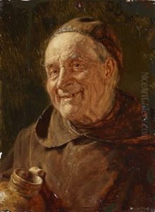 Monk With Earthen Wine Jug by Eduard von Gruetzner