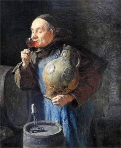 Monch Bei Der Weinprobe