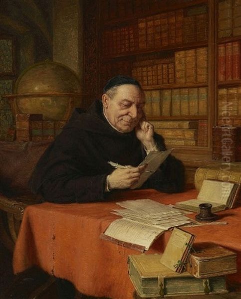 Briefschreibender Monch In Der Klosterbibliothek - view 1