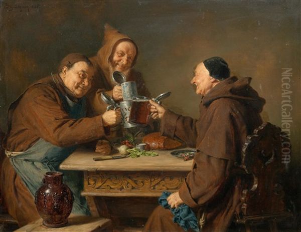 Three Monks At Mealtime - view 1