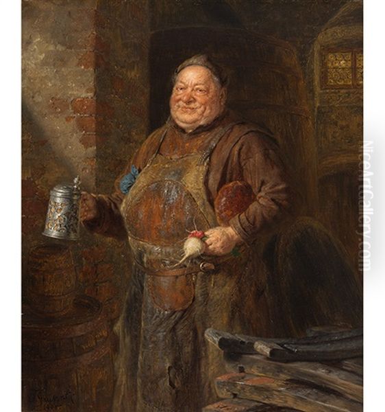 Brotzeit - Monch Mit Bierhumpen, Rettich Und Brotlaib, 1900 - view 1