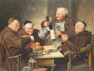 Monks Dining; Monks Imbibing (a Pair)