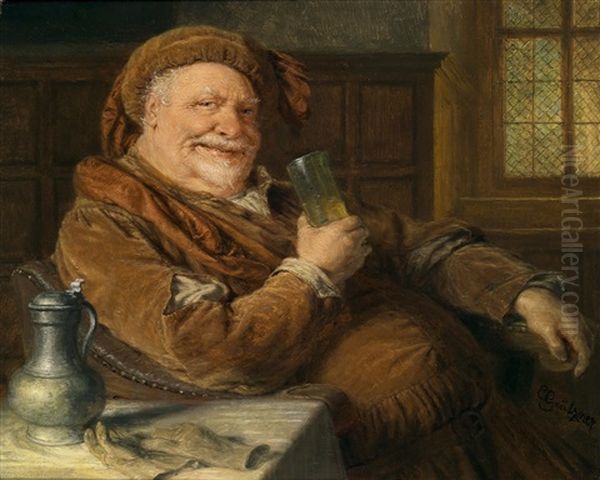 Falstaff Mit Zinnkanne Und Weinglas - view 1