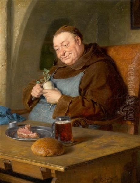 Sitzender Monch Beim Mahl - view 1