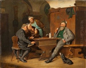 Gaststube Mit Geistlichen Und Forster Beim Kartenspiel