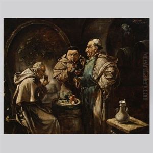 Wine Tasting In The Monastery by Eduard von Gruetzner
