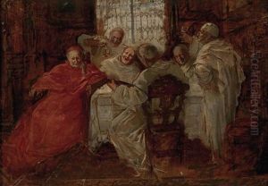 Kardinal Mit Singenden Und Trinkenden Weissen Vatern by Eduard von Gruetzner