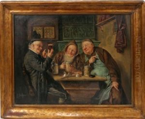 Three Men In A Pub by Eduard von Gruetzner