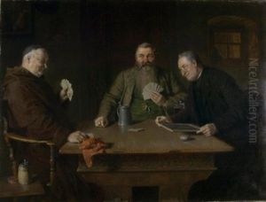 Monch, Jager Und Pfarrer Beim Kartenspiel
