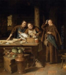 Les Moines Preparant Le Repas by Eduard von Gruetzner