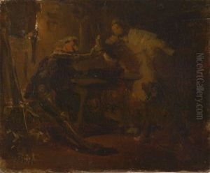 Richard Lowenherz Und Der Einsiedler (sketch) by Eduard von Gruetzner