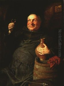 Monch Mit Bartmannskrug Und Weinglas - Der Kellermeister