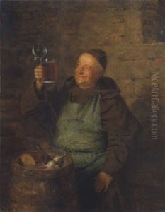 Bruder Braumeister Bei Der Brotzeit by Eduard von Gruetzner