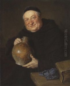 Monch Mit Irdenem Weinkrug