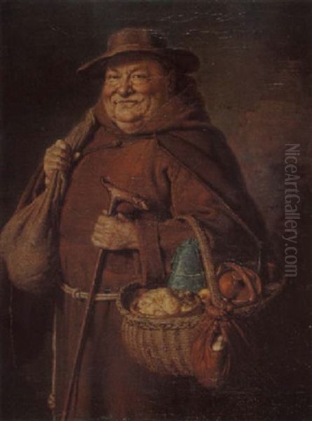 Lachelnder Monch Mit Korb - view 1