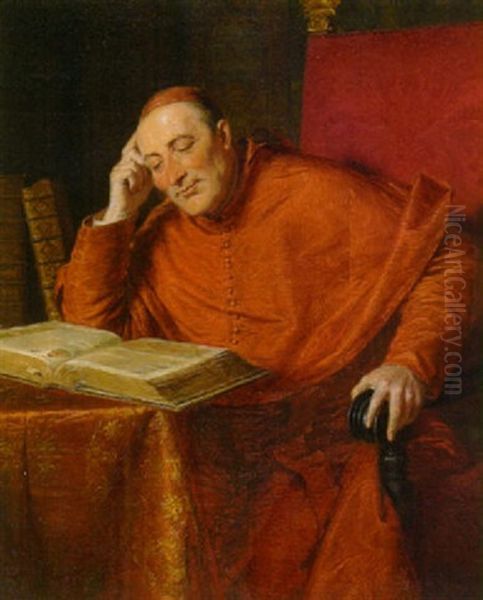 Kardinal Am Tisch Beim Lesen - view 1