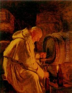 In The Wine Cellar by Eduard von Gruetzner