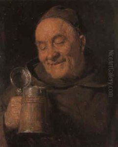 Trinkender Monch by Eduard von Gruetzner