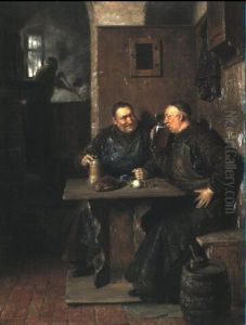 Monche Bei Der Brotzeit by Eduard von Gruetzner