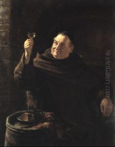Monch In Einem Weinkeller by Eduard von Gruetzner