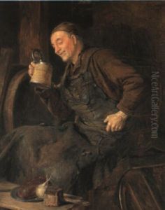 Bruder Braumeister Bei Der Brotzeit by Eduard von Gruetzner