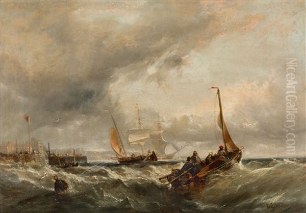Segelboote Auf Sturmischer See Vor Der Hollandischen Kuste - view 1