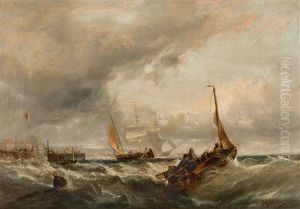 Segelboote Auf Sturmischer See Vor Der Hollandischen Kuste by Willem Gruyter The Younger