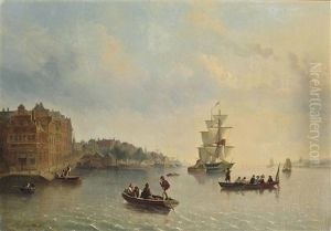 A British Armed Merchantman And Local Craft On The Upper Reaches Of The Scheldt A British Armed Merchantman And Local Craft On The Upper Reaches Of The Scheldt