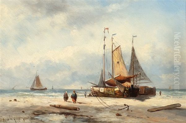 Ships And Figures On The Beach - view 1